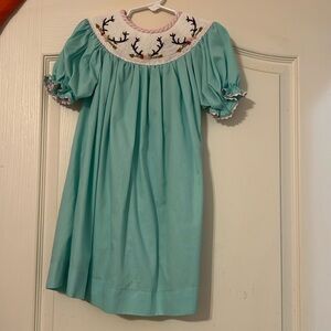 Green smocked dress